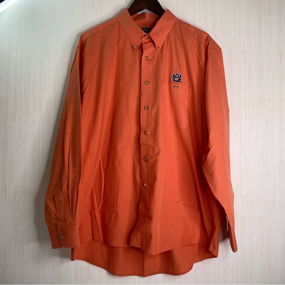 Antigua Auburn University Men's Orange Check Button-Down Shirt XL